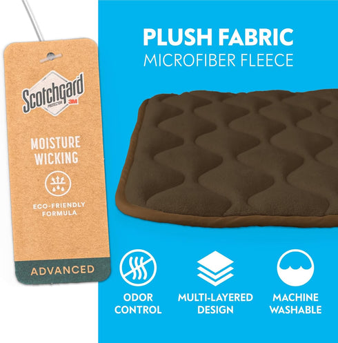 Paw Inspired Washable Padded Crate Mats for Dogs, 23" x 17" Pad, Fits 24-inch Kennels, Plush Pet Beds (Dark Brown)