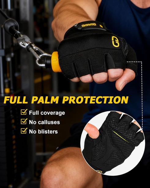 FitDA Workout Gloves for Men & Women - Fingerless Padded Weight Lifting Gloves with Non-Slip Grip & Short Wrist Design