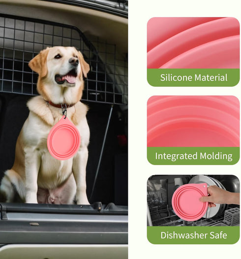 Dog Bowl Travel Collapsible Bowls, 2 Pack, Portable Foldable Water Dish for Cats and Dogs