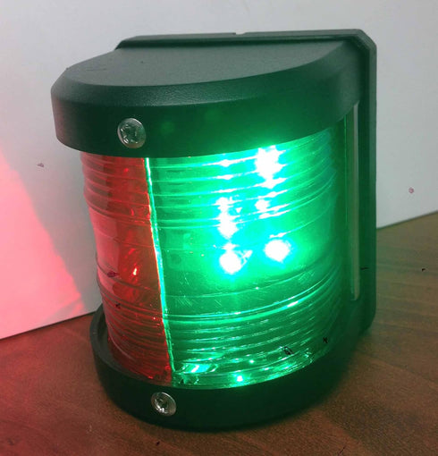 Pactrade Marine Boat Pontoon LED Navigation Light, Black ABS Plastic Housing, Waterproof IP:66, Combo Green and Red Bow