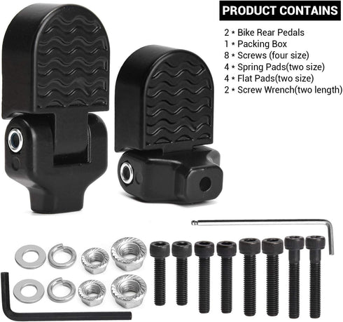 TOBWOLF Mini Bike Rear Pedals, 3.1x1.6 in Aluminium Alloy Folding Pegs, Non-slip Footrests for Folding Mountain Bike