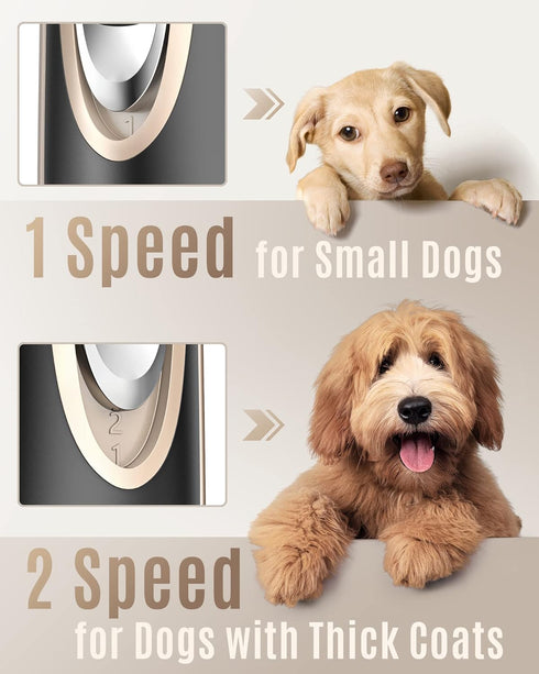 oneisall Dog Clippers Low Noise, 2-Speed Quiet Rechargeable Cordless Pet Hair Clipper for Small and Large Dogs Cats