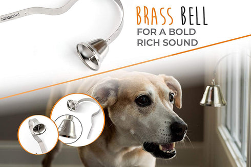 Mighty Paw Metal Dog Doorbell - Durable Big Dog Bell - Includes Potty Training Tips - Sleek Silver Bell