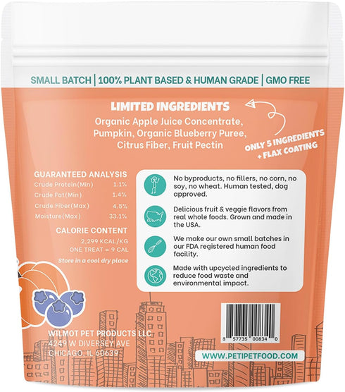 Plant-Based Pumpkin Dog Treats - Healthy Vegetarian, Vegan Treats with Organic Ingredients