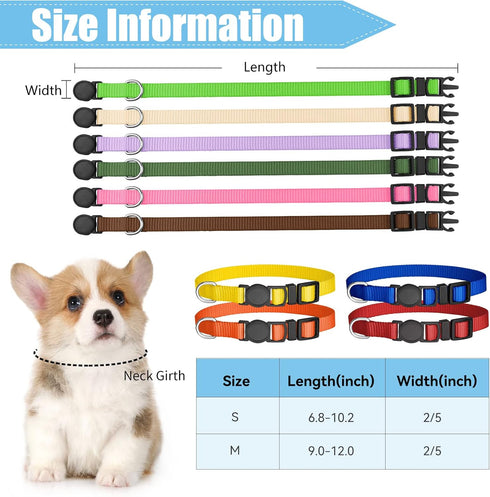 16 PCS Adjustable Nylon Puppy Collars with Safety Buckle for Small Puppies, Breakaway ID Whelping Pet Supplies,