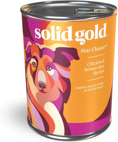 Solid Gold Canned Dog Food for Adult & Senior Dogs, Real Chicken & Whole Grains, Star Chaser High Calorie Wet Dog Food