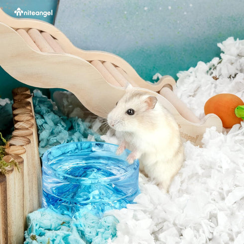 Niteangel Hamster Feeding & Water Bowls, Mount Fuji Series Glass Drinking Bowls for Dwarf Syrian Hamsters, Mice, Rats