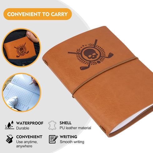Golf Scorecard Book, Leather Golf Journal Notebook with Pencil, Yardage Book, Pocket Golf Score Book