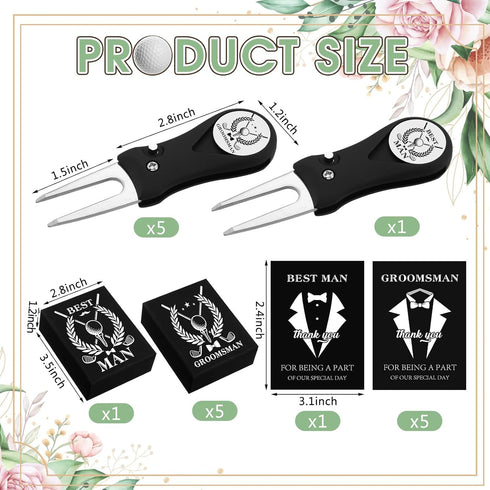 Seenelling 6 Sets Groomsmen Golf Proposal Gifts Box, Include Groomsman Divot Tool with Groomsman Golf Ball Marker