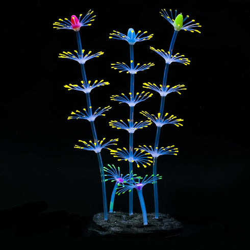 Uniclife Strip Coral Plant Ornament, Glowing Silicone Decoration for Fish Tank Landscape, Orange