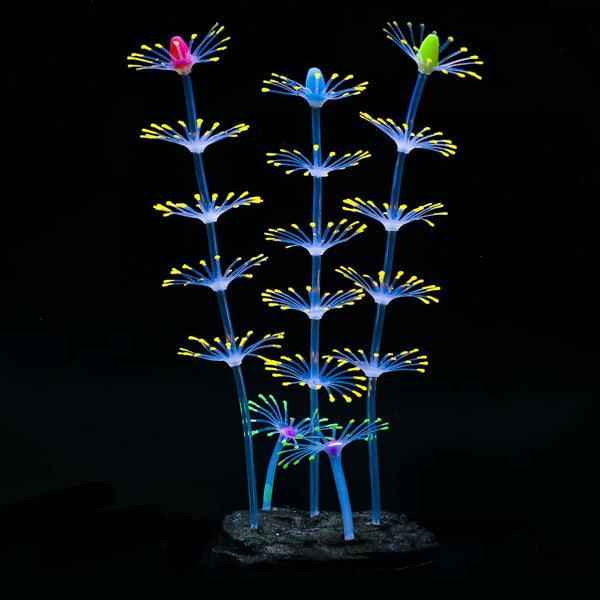 Uniclife Strip Coral Plant Ornament, Glowing Silicone Decoration for Fish Tank Landscape, Orange