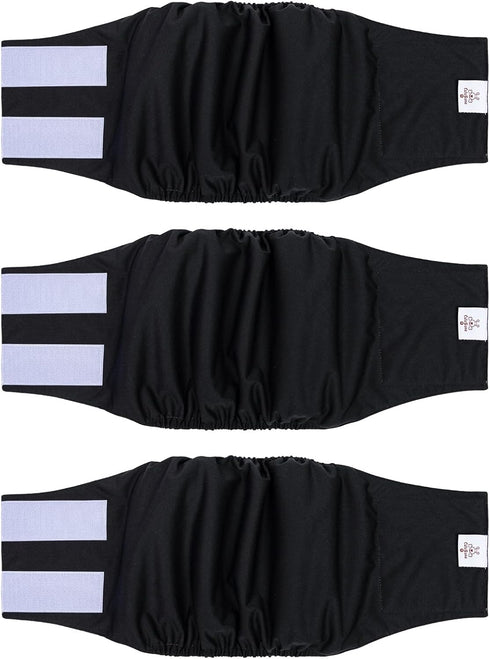 CuteBone Dog Diapers Male Washable Belly Band for Male Dogs Wraps Black