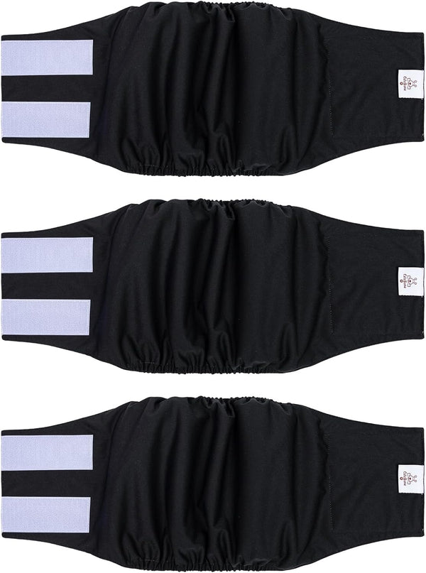 CuteBone Dog Diapers Male Washable Belly Band for Male Dogs Wraps Black