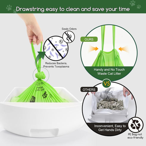 3, 4 60 Count Biodegradable Cat Litter Liner Bags Compatible with LR and Most Self-Cleaning Litter Boxes, Kitty