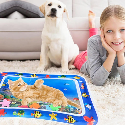 2 2mm PCS Large Thickened Cat Water Mat, Interactive Cat Sensor Play Mat for Indoor Cats to Exercise, Anti-Scratch Leak