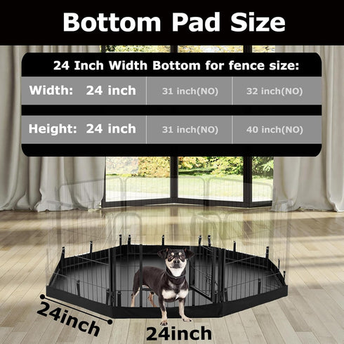 24 Inch 8 PJYuCien Dog Playpen Bottom Pad, Fits Width Panels Regular Octagon Metal Exercise Pet Playpen, Black