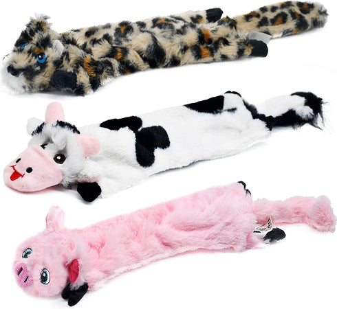 SHARLOVY Dog Squeaky Toys, 3 Pack No Stuffing Crinkle Plush Toys for Small Breeds and Puppies