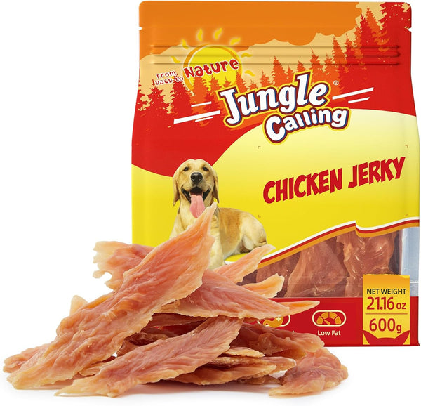 Jungle Calling 1.33lb Jerky Dog Treats Made with Real Chicken Breast, Natural