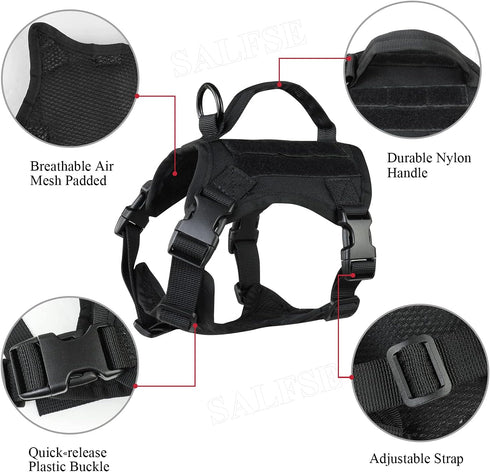 Tactical Puppy Vest Harness - Adjustable Military Vests for Small Dogs, Outdoor Training Harnesses with Handle