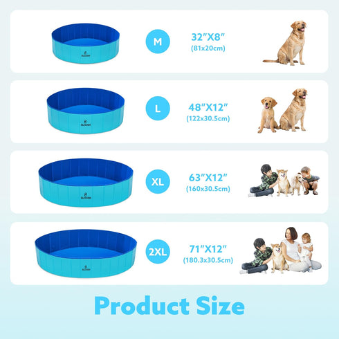 Swimming 48" 12") SLOOSH Foldable Dog Kiddie Pool - Portable Hard Plastic Doggie Pool, Anti-Slip Collapsible Pets Bath