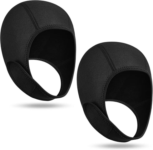 Jecery 2 Pcs Neoprene Diving Hood - Thermal Wetsuit Hood Cap Swim Caps with Chin Straps for Men Women