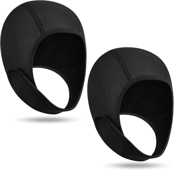 Jecery 2 Pcs Neoprene Diving Hood - Thermal Wetsuit Hood Cap Swim Caps with Chin Straps for Men Women