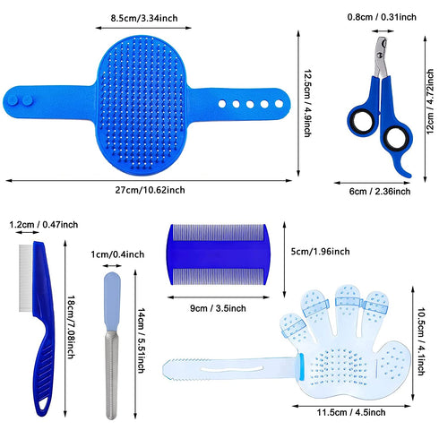 7-Piece Small Pet Grooming Kit with Brush, Nail Clippers, and Adjustable Strap for Rabbits, Hamsters, Guinea Pigs