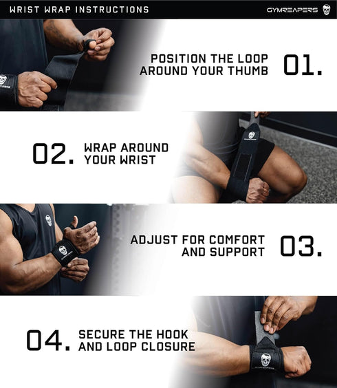 Gymreapers Weightlifting Wrist Wraps, 18" Professional Quality Support with Heavy Duty Thumb Loop