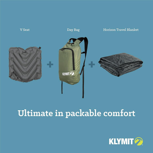 Klymit V Seat - Lightweight Inflatable Travel Cushion for Camping, Bleachers, or Glassing Pad, Gray