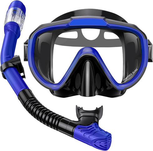 Seovediary Snorkel Set Adults Snorkeling Gear Anti-Fog Panoramic View Swim Mask Dry