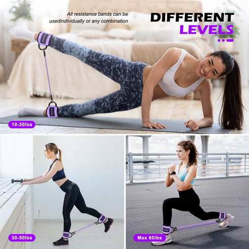 Resistance Bands with Cuffs, Ankle Bands for Working Out, Home Fitness Equipment for Legs and Glutes
