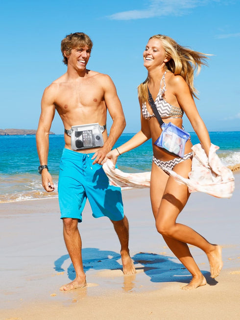 HEETA 2-Pack Waterproof Pouch with Waist Strap, Touchable Dry Bag with Adjustable Belt for Phone Valuables for Outdoor