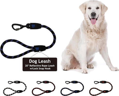 Kruz Short Traffic Leash - KZROPE5020-02L - Heavy-Duty Reflective Dog Rope for Walking, Blue