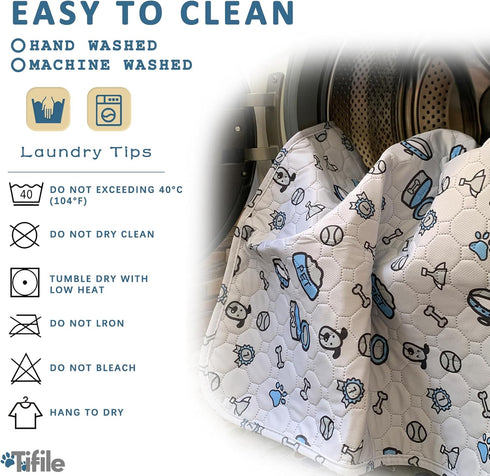 2 Pack 18x24in Washable Pee Pads for Dogs, Reusable Puppy Pads, Absorbent Whelping Pads with Bone Print, Non-Slip