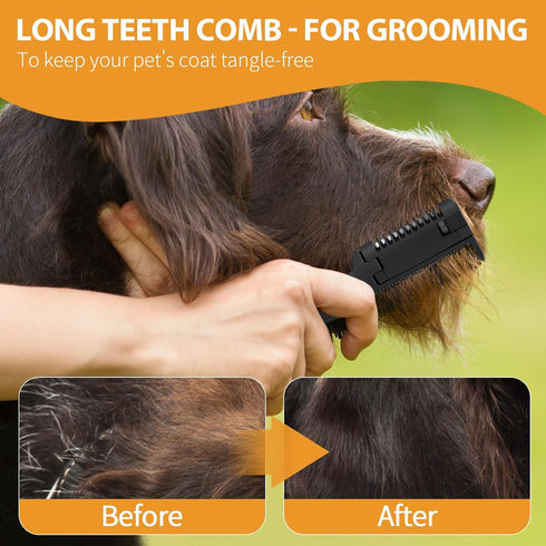 2 Pcs Pet Razor Comb for Dogs Cats with 20 Extra Blades, 2 in 1 Trimming & Grooming Hair Cutter Comb