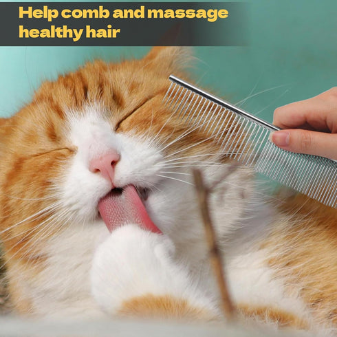 Biaungdo 2 Set, Pcs Dog Grooming Combs Metal Dog Comb for Removing Tangles and Knot, Cat Brush Grooming Tool for Long