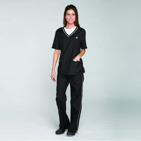 Top Performance Contrast-Trim Grooming Pants, Fashionable and Versatile for Professional Groomers - Small, Black/White