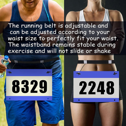 2Pcs 6 Race Number Belt Race Bib Belts with Energy Gel Loops for Marathon Triathalon Running No Safety Pins Required