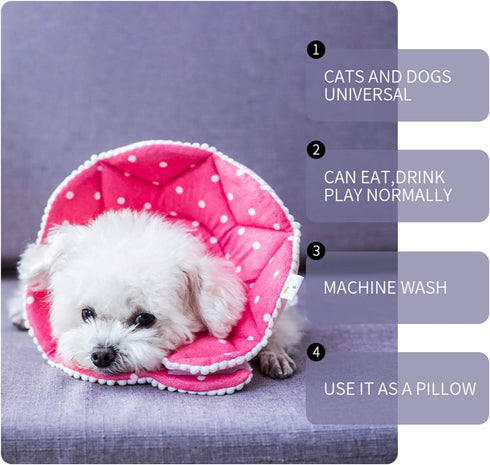 Adjustable Soft Recovery Cat Cone, Dog Protective Collar for Cats and Small Dogs, Pink