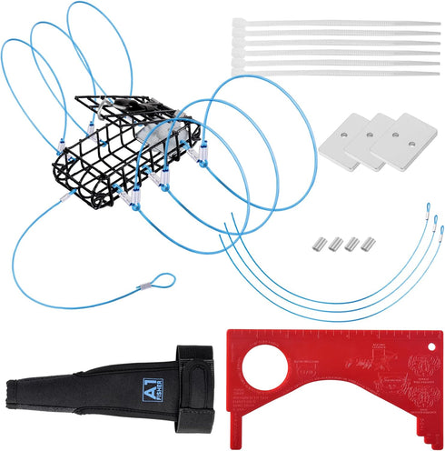 Crab Snare Traps with 6 Loops, 1 Ounce Galvanized Steel Block, Rectangular