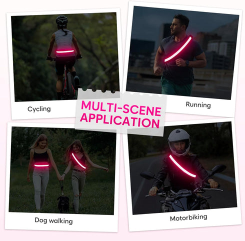 Illumifun LED Running Belt - USB Rechargeable Light Up Sash for High-Visibility Running, Cycling, Nighttime Activities