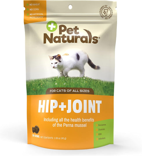 Pet Naturals Hip and Joint Support Supplement for Cats, 30 Chews, Glucosamine, Chondroitin, MSM