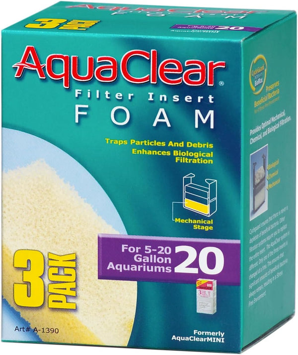 AquaClear 20-Gallon Foam Inserts,White, 3-Pack, A1390 by AquaClear
