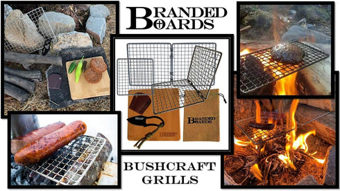 Portable Bushcraft Stainless BBQ Cooking Grill Grate, Mini Knife, Fire Starter Kits, Camping Gear