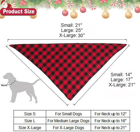 ADOGGYGO Christmas Dog Bandana Hat Bow Tie Set - Classic Plaid Pet Scarf for Small Dogs, Cats & Pets (Small, Red)