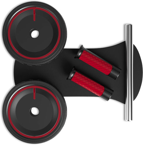 Readaeer Ab Roller Wheel with Metal Handle, Knee Pad, Black & Red, Home Gym Fitness Equipment