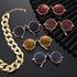 7 Pieces Sunglasses for Cats and Dogs, Gold Chain Costume, Funny Cute Retro Pet Cosplay