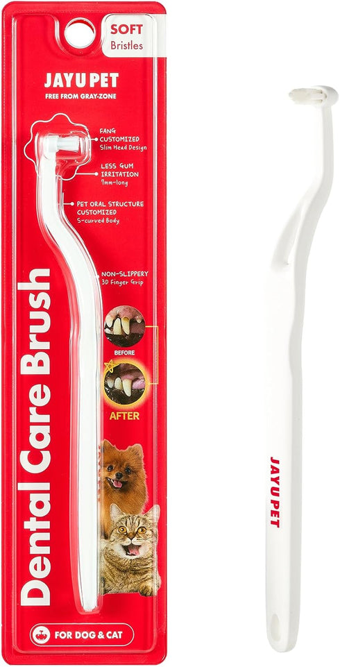 JAYU PET Dental Care Brush (Soft Bristles) 1ea - Dog Toothbrush, Cat