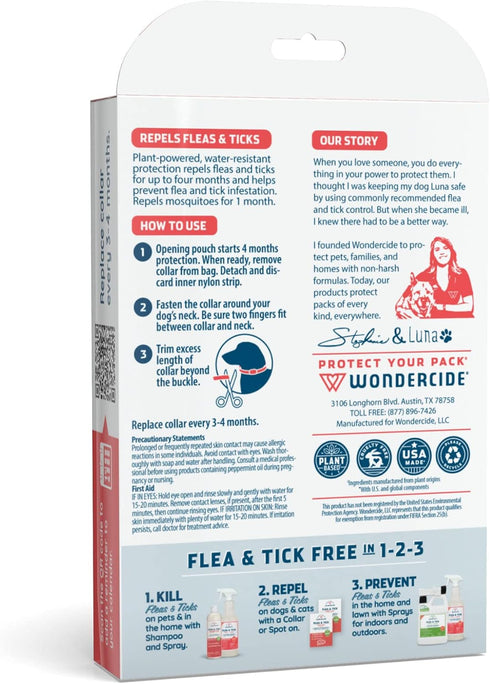 Wondercide Dog Collar - Flea, Tick, and Mosquito Repellent with Natural Essential Oils, Safe for Pets and Family, Up to