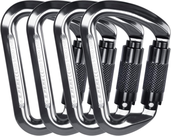 SEPEAK UIAA 30kN Climbing Carabiner Clips, Heavy Duty Twist Locking for Climbing, Camping, Hiking